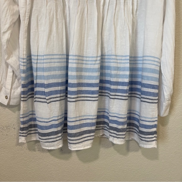 J. Jill White Linen Blend Tunic with Blue Stripes - Picture 11 of 11